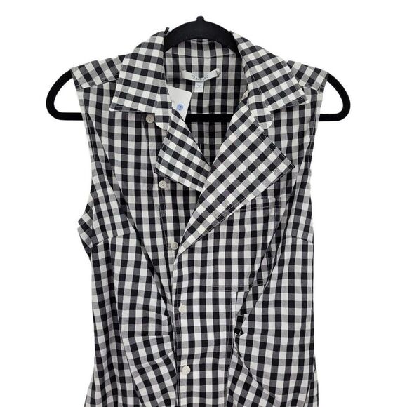 DEREK LAM 10 CROSBY Satina Sleeveless Shirtdress Picnic Plaid Pinup Black Sz 6 - Picture 8 of 12